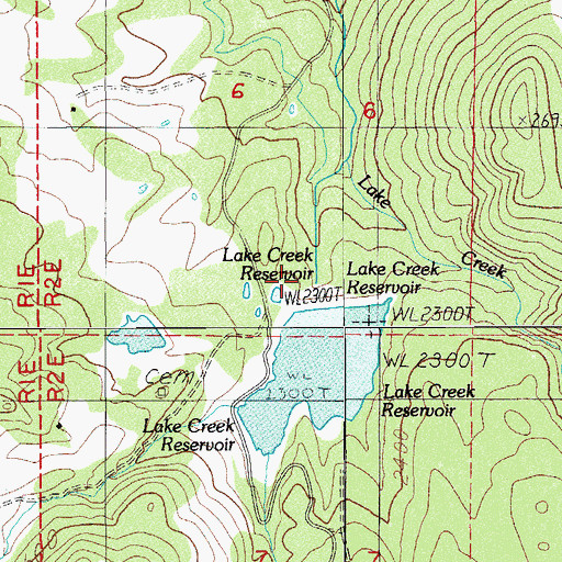 Topographic Map of Lakecreek Dam, OR
