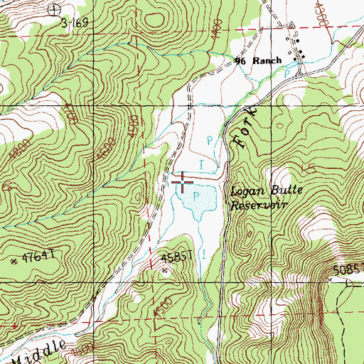 Topographic Map of Logan Butte Dam, OR