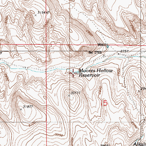 Topographic Map of Moores Hollow Dam, OR