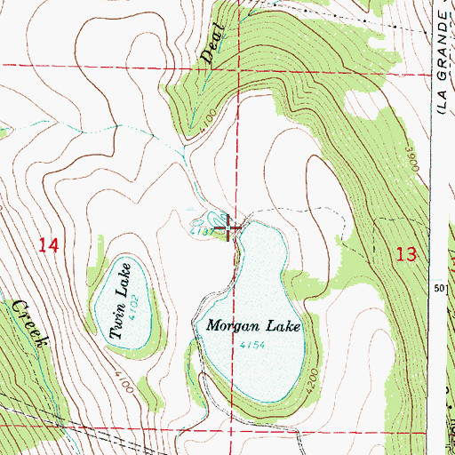 Topographic Map of Morgan Lake Dam, OR