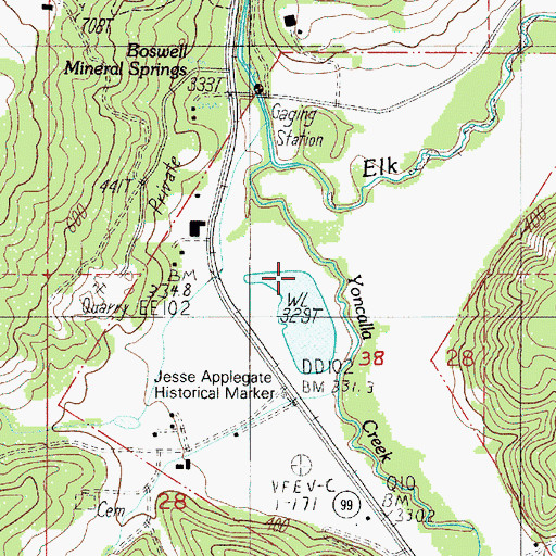 Topographic Map of Mount Baldy Log Pond Dam, OR