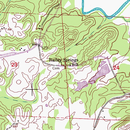 Topographic Map of Bailey Springs School (historical), AL