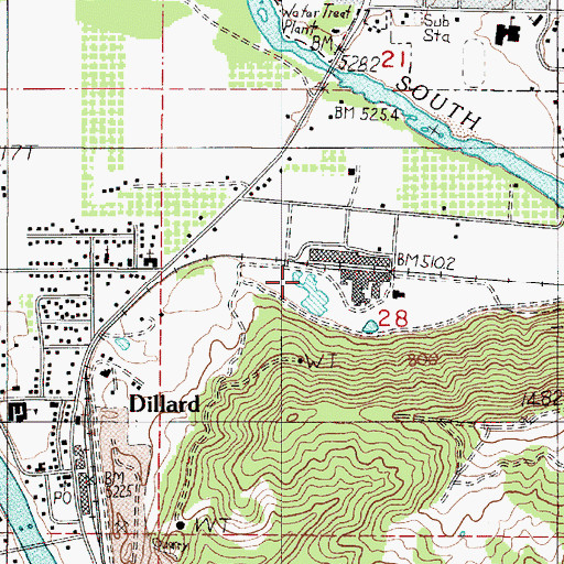 Topographic Map of Pacific Plywood Corporation Log Pond, OR