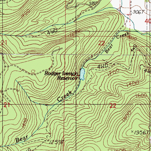 Topographic Map of Rodger Iverson Reservoir, OR