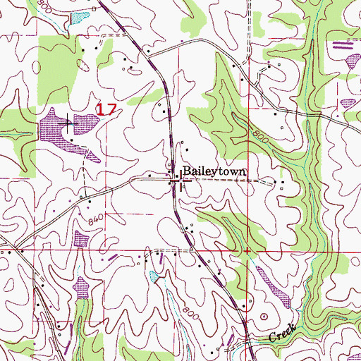 Topographic Map of Baileytown, AL