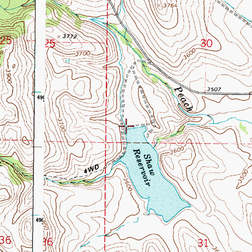 Topographic Map of Shaw Dam, OR