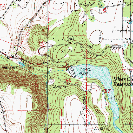 Topographic Map of Silver Creek Dam, OR