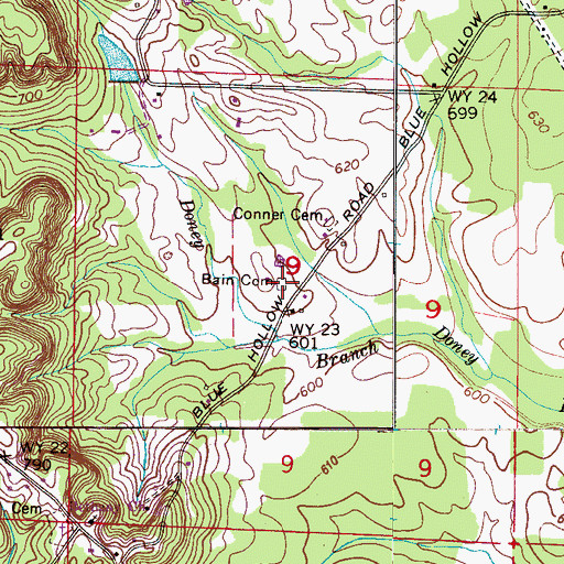 Topographic Map of Bain Cemetery, AL
