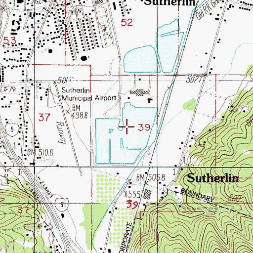 Topographic Map of Sutherlin Log Pond, OR