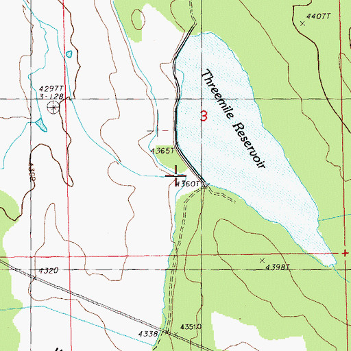 Topographic Map of Threemile Dam, OR