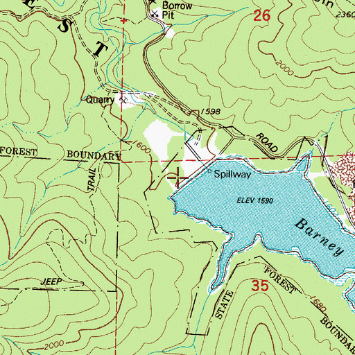 Topographic Map of Trask River Dam, OR
