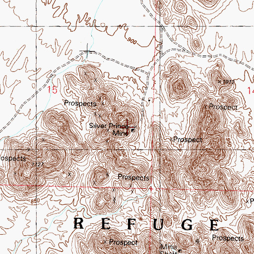 Topographic Map of Silver Prince Mine, AZ