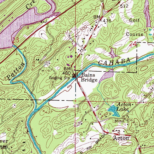 Topographic Map of Bains Bridge, AL