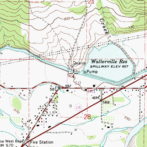 Topographic Map of Walterville Dam, OR