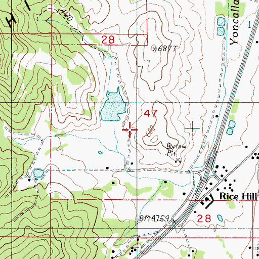 Topographic Map of Weaver Dam, OR