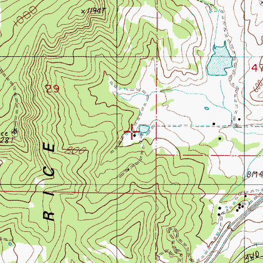 Topographic Map of Thurman Weaver Reservoir, OR