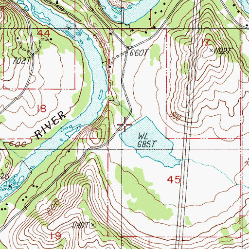 Topographic Map of Whistlers Bend Dam, OR
