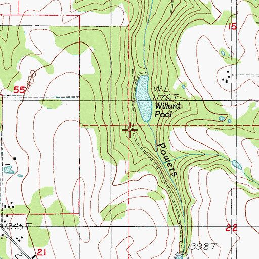 Topographic Map of Willards Dam, OR