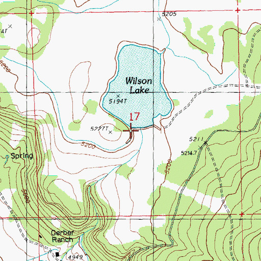 Topographic Map of Wilson Lake Dam, OR