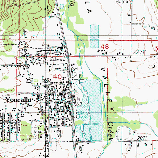 Topographic Map of Yoncalla Lumber Company Log Pond Dam, OR