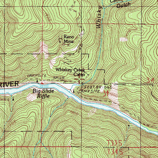 Topographic Map of Whisky Creek Cabin, OR