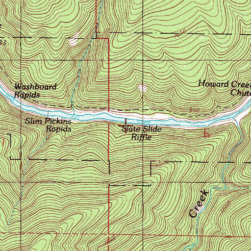 Topographic Map of Slate Slide Riffle, OR