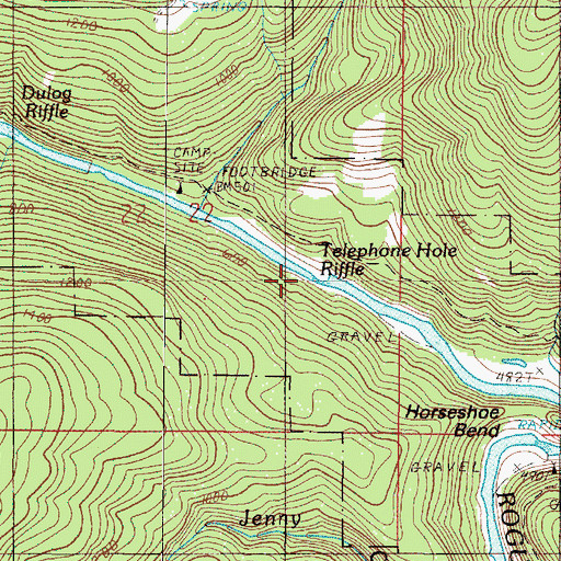 Topographic Map of Telephone Hole Riffle, OR