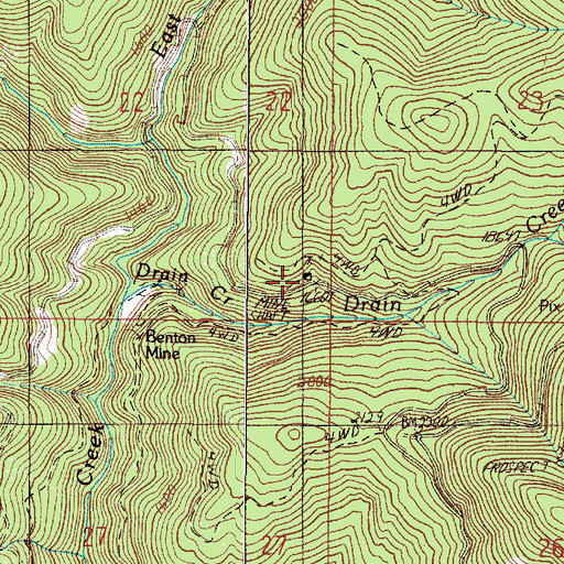 Topographic Map of Bantam Mine, OR