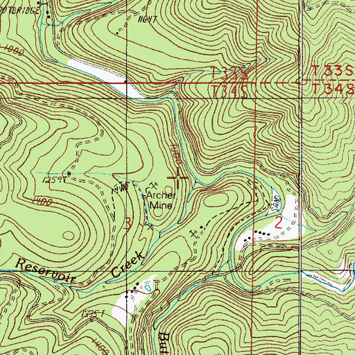 Topographic Map of Reservoir Creek, OR