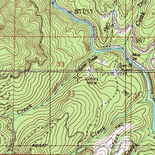 Topographic Map of Victory Mine, OR