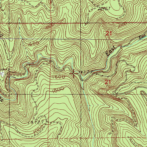 Topographic Map of East Fork Camas Creek, OR
