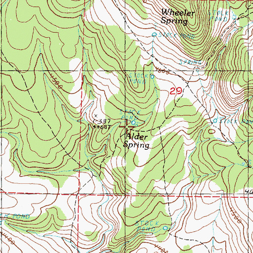 Topographic Map of Alder Spring, OR