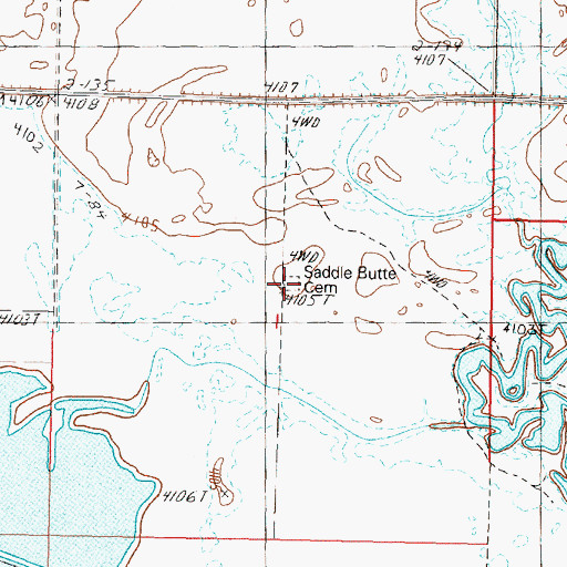 Topographic Map of Saddle Butte Cemetery, OR