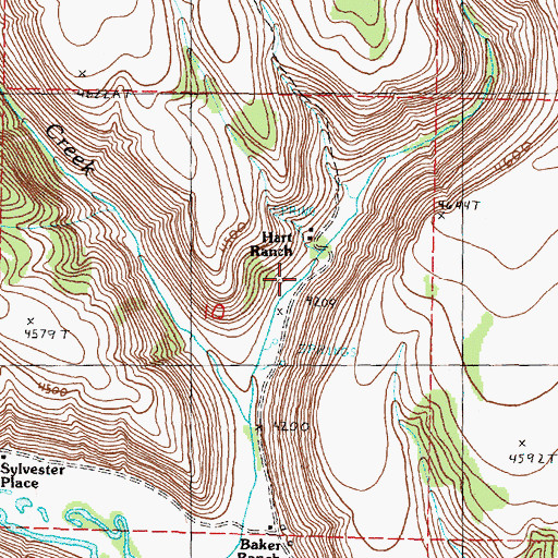 Topographic Map of Hart Ranch, OR