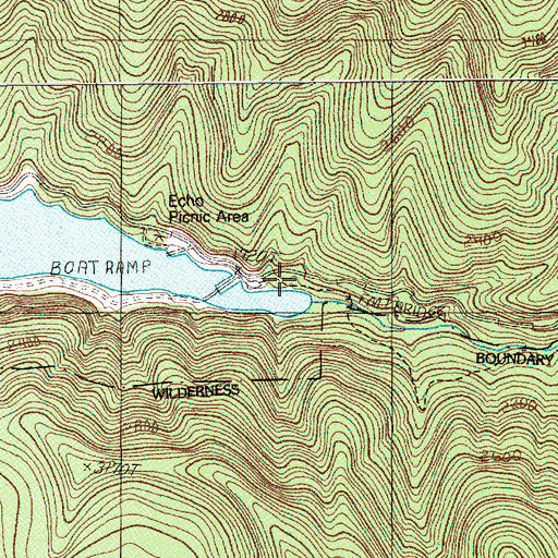 Topographic Map of East Fork/Echo Recreation Site, OR
