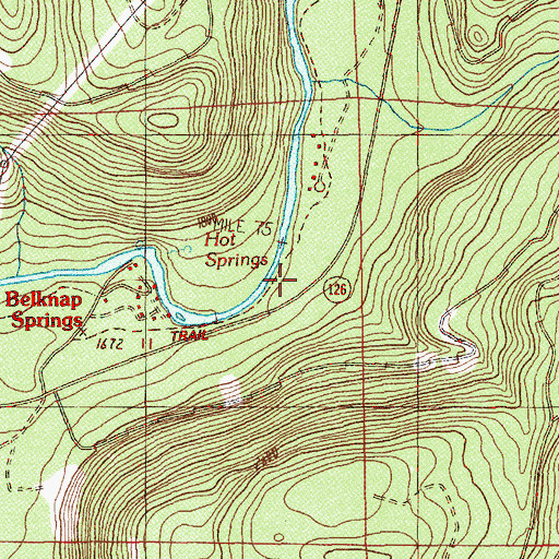Topographic Map of McKenzie River National Recreational Trail, OR