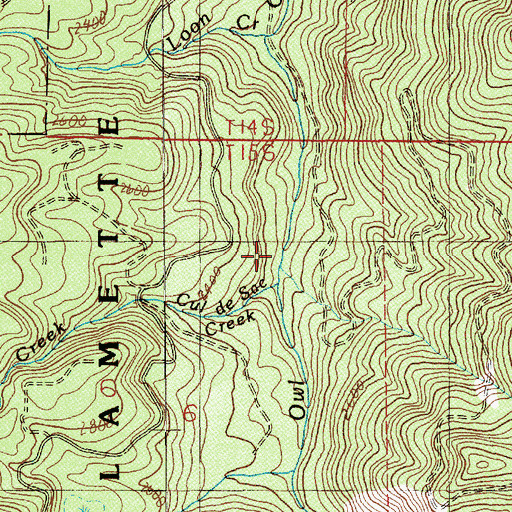 Topographic Map of Cul de Sac Creek, OR