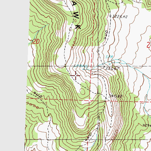 Topographic Map of Hawk Ridge, OR