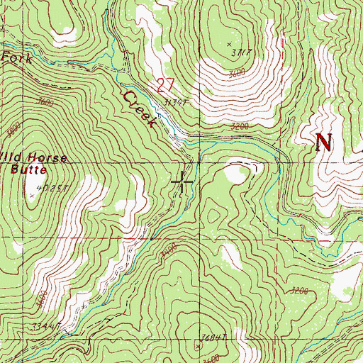 Topographic Map of Dark Canyon, OR