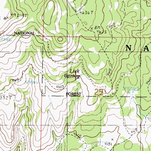 Topographic Map of Lick Spring, OR