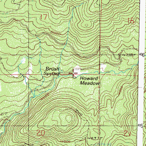 Topographic Map of Howard Meadow, OR