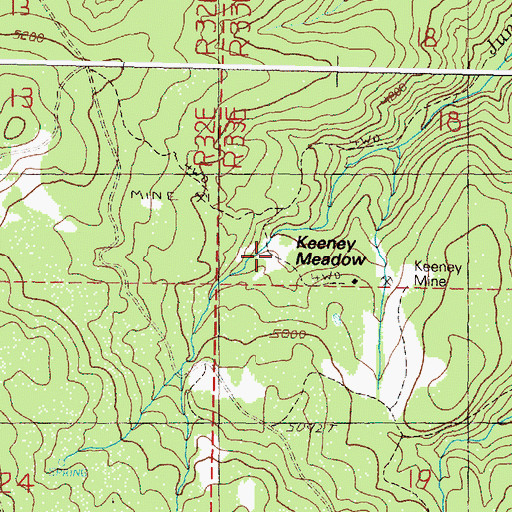 Topographic Map of Keeney Meadow, OR