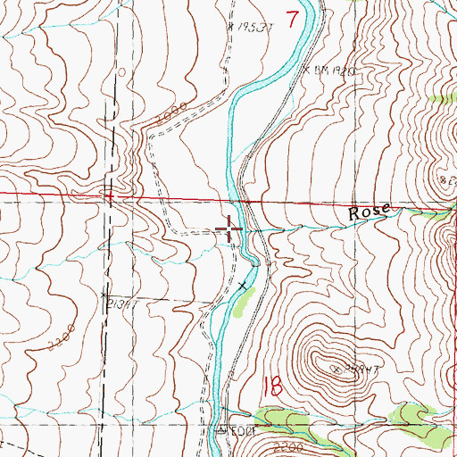 Topographic Map of Rose Creek, OR