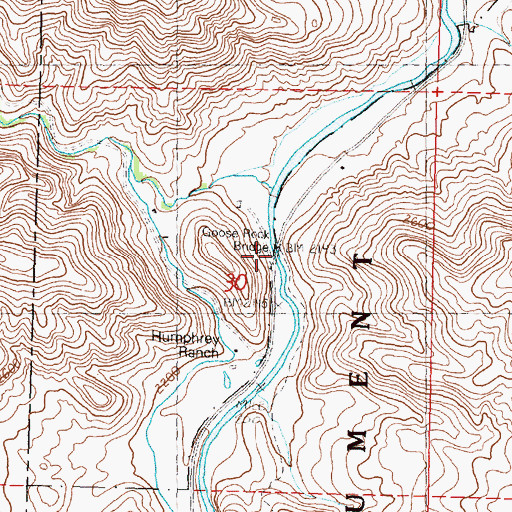 Topographic Map of Goose Rock Bridge, OR