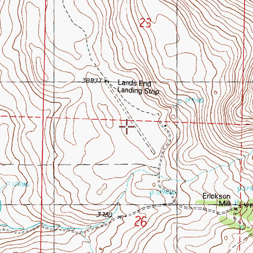 Topographic Map of Land's Inn Ranch Airport, OR