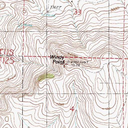 Topographic Map of Windy Point, OR