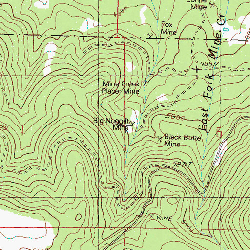 Topographic Map of Big Nugget Mine, OR