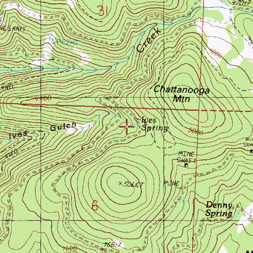 Topographic Map of Ives Spring, OR