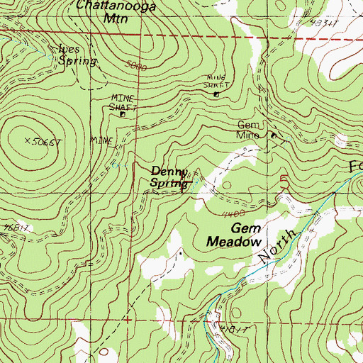 Topographic Map of Denny Spring, OR