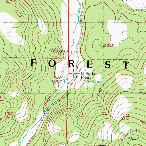 Topographic Map of O'Rorke Ranch, OR